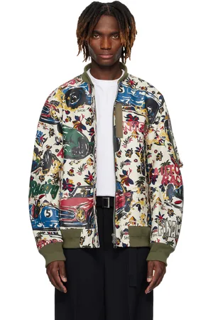 SACAI Blouson aviateur multicolore à motifs tropical et de course automobile imprimés