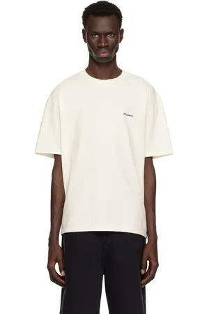 Palmes T-shirt teint aux pigments blanc cassé