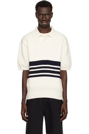 Palmes Polo blanc et noir en tricot à panneaux