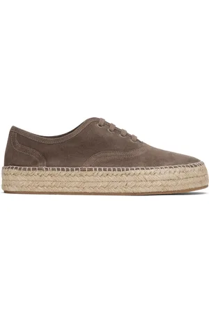 J.W.Anderson Espadrilles taupe en suède à laçage et à plateforme
