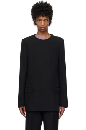 DRIES VAN NOTEN Veston noir en barathéa de laine