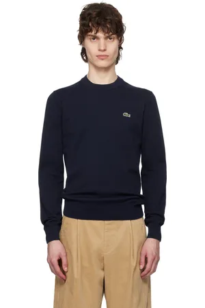 Lacoste Pull bleu marine en coton à col ras du cou