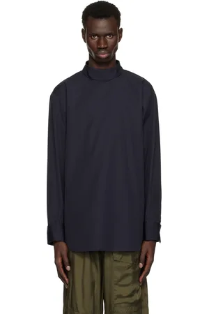 DRIES VAN NOTEN Chemise bleu marine à col roulé