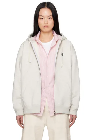 BAPE Pull à capuche surdimensionné gris à glissière et logo
