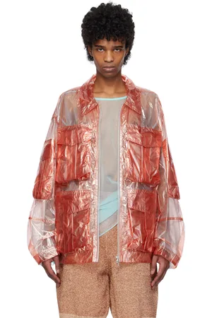 DRIES VAN NOTEN Blouson orange en toile à bâche transparente surteinte