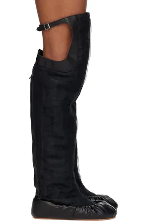Yume Yume Bottes hautes de style ballerine noires à empiècement superposé transparent