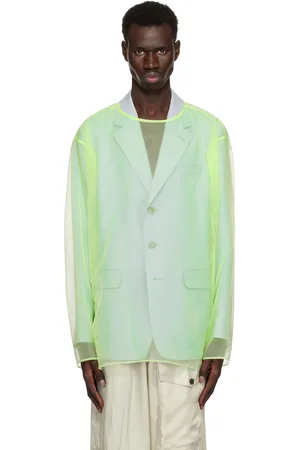 DRIES VAN NOTEN Haut transparent vert à col ras du cou