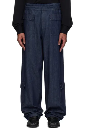 DRIES VAN NOTEN Jean cargo indigo à taille élastique