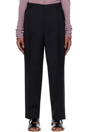 DRIES VAN NOTEN Pantalon noir en sergé de laine