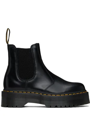 Dr. Martens Bottes chelsea 2976 noires en cuir poli à plateforme