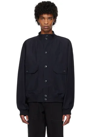 Palmes Blouson bleu marine à col en tricot côtelé