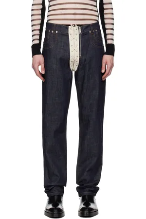 Jean Paul Gaultier Jean bleu marine à panneau contrastant et à laçage
