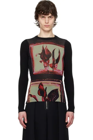 Jean Paul Gaultier T-shirt noir à images florales