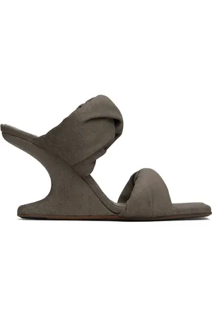 Rick Owens Sandales à talon en porte-à-faux 8 grises à brides torsadées - Porterville