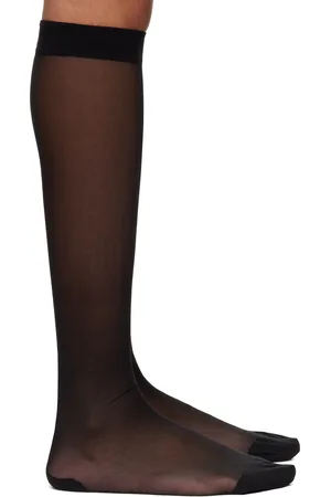 Dolce & Gabbana Ensemble de trois paires de chaussettes noires en nylon à logo DG