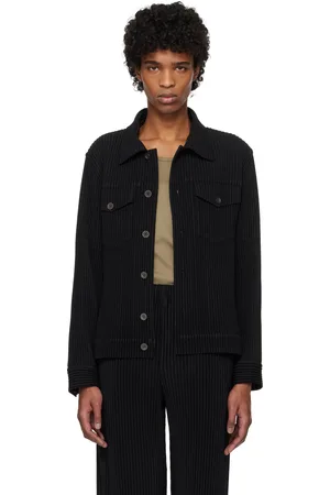 Issey Miyake Blouson léger noir en polyester façon laine
