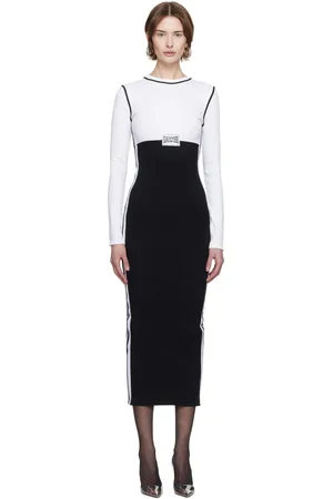 Jean Paul Gaultier Robe longue contrastée noir et blanc
