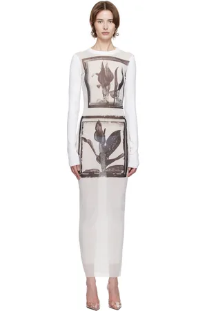 Jean Paul Gaultier Robe longue blanche à images
