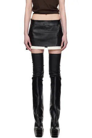 Rick Owens Minijupe Fog noir en denim à bord brut - Hollywood