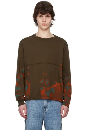 ECKHAUS LATTA T-shirt à manches longues brun à coutures visibles
