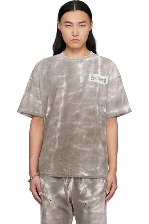 We11 Done T-shirt gris à effet taché à la boue