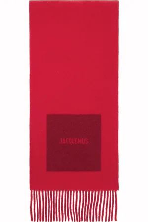 Jacquemus Écharpe rouge à logos rond carré - La casa