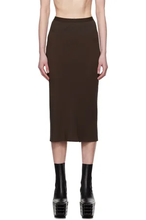 Rick Owens Jupe midi coupée sur le biais brune - Hollywood