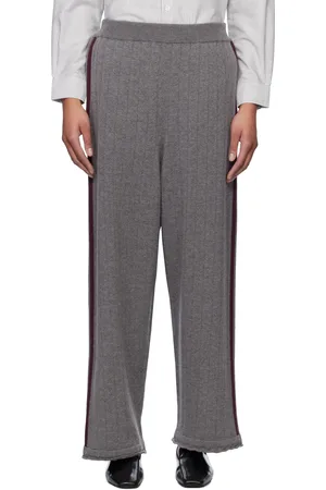 CORDERA Pantalon gris en pointelle de laine mérinos