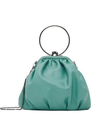 YOHJI YAMAMOTO Sac drapé bleu à fermoir bisou - discord