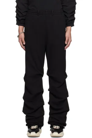 We11 Done Pantalon jogger droit noir à effet froissé