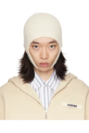 Jacquemus Bonnet de style capuche blanc cassé à écusson en gros-grain - La casa