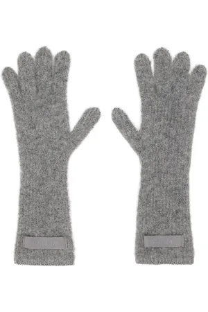Jacquemus Gants gris à écusson en gros-grain