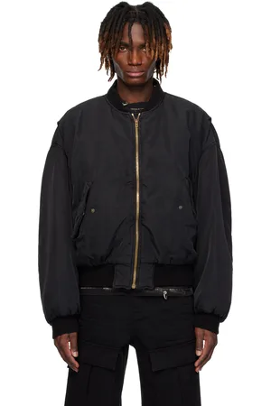We11 Done Blouson aviateur noir à ourlet arrondi