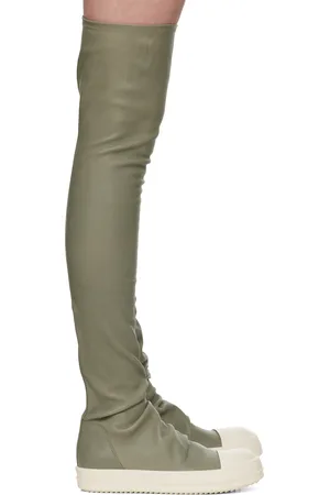 Rick Owens Bottes de style bas hauteur genou vertes - Hollywood