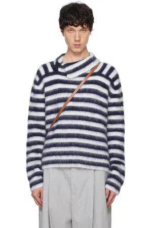 Jacquemus Pull Marina bleu marine et blanc - La casa