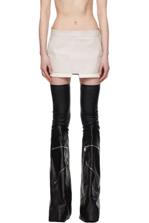 Rick Owens Minijupe Fog blanc cassé en denim à bord brut - Hollywood