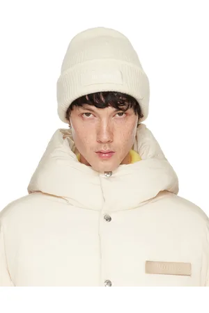 Jacquemus Bonnet blanc cassé à écusson en gros-grain - La casa