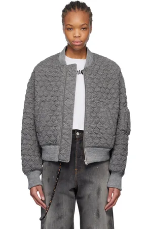 We11 Done Blouson aviateur matelassé gris