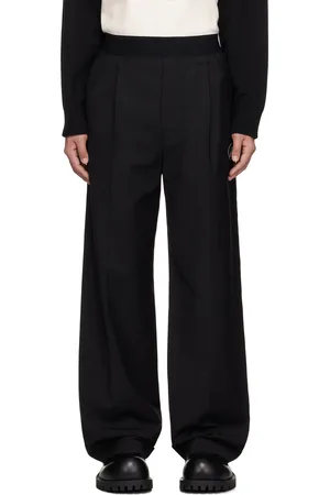 We11 Done Pantalon noir à écusson à logo