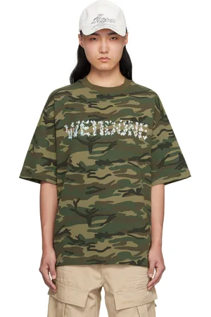 We11 Done T-shirt kaki à logo à ornements facettés