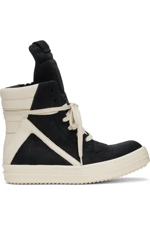Rick Owens Baskets Geobasket noir et blanc cassé - Hollywood