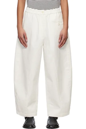 CORDERA Pantalon blanc cassé à coutures extérieures incurvées