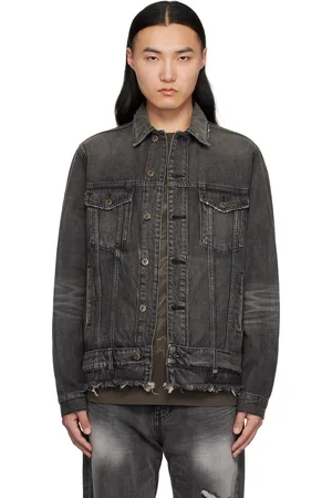 We11 Done Blouson noir en denim à ceinture