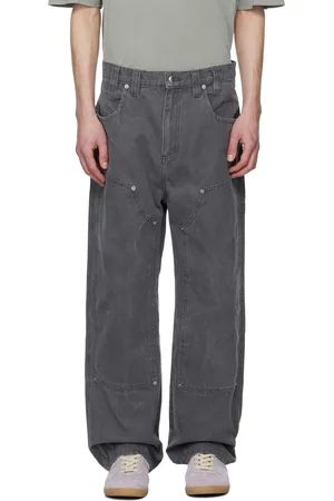 ECKHAUS LATTA Jean ample gris à empiècement aux genoux