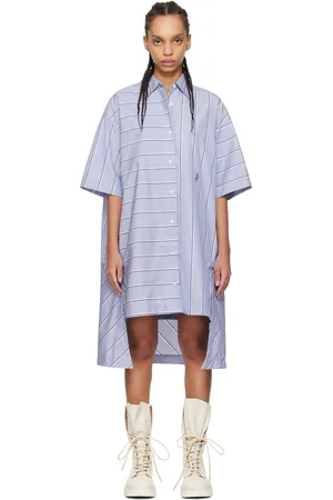 J.W.Anderson Robe chemise courte bleue à ourlet allongé à l