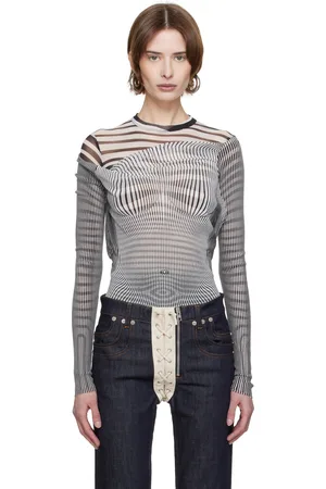 Jean Paul Gaultier Justaucorps drapé noir et blanc à motif Body Morphing