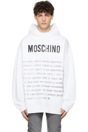 Moschino Pull à capuche blanc à texte