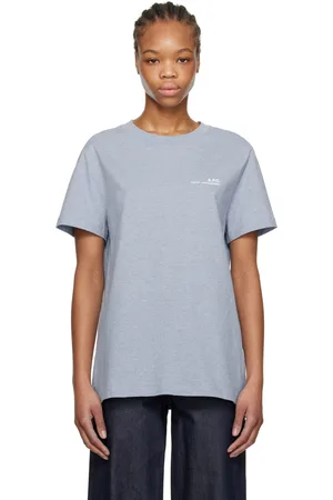 A.P.C. T-shirt surteint bleu à coupe classique et à logo Item