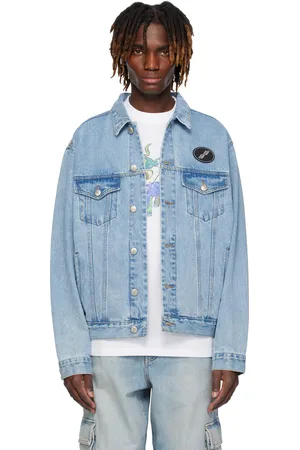 We11 Done Blouson surdimensionné bleu en denim