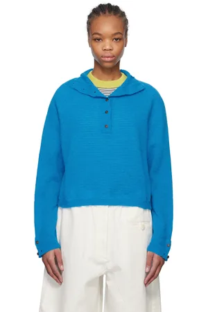 CORDERA Polo bleu en mohair et bébé alpaga